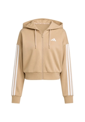 adidas stripe-detail zip-fastening hoodie - Neutrals