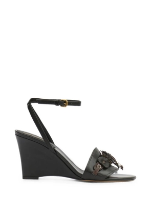 ISABEL MARANT Anerya floral-appliqué wedge sandals - Black