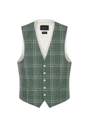 RAMON SANJURJO check-pattern silk waistcoat - Green