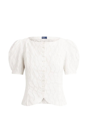 Polo Ralph Lauren broderie-anglaise puff-sleeve shirt - White
