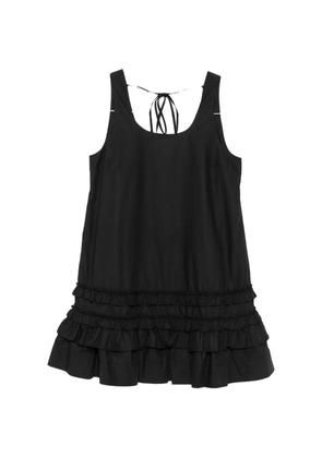 GANNI ruffle-trim tie-fastening dress - Black