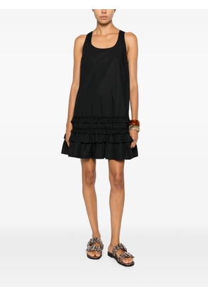 GANNI ruffle-trim tie-fastening dress - Black