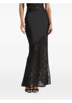 Manière De Voir Belle lace-panelled fluted maxi skirt - Black