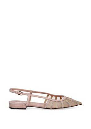 Pollini Bling Bling crystal-embellished slingback ballet flats - Neutrals