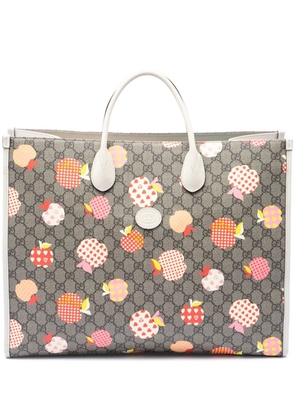 Gucci Pre-Owned 2016-2026 Large GG Supreme Les Pommes Apple and Heart Interlocking G Tote satchel - Neutrals