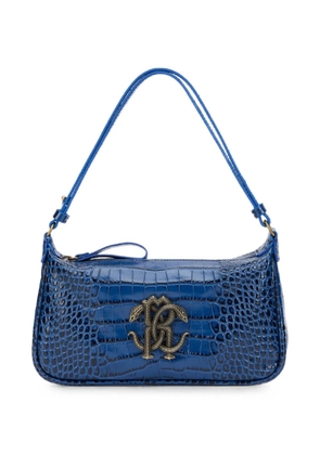 Roberto Cavalli crocodile-effect logo-plaque shoulder bag - Blue