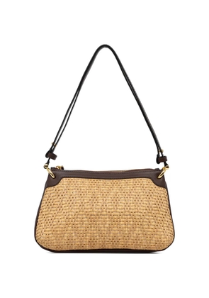 Pollini woven-design leather-trim shoulder bag - Neutrals