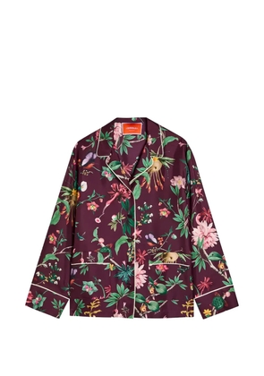 La DoubleJ floral-print piping-detail blouse - Purple