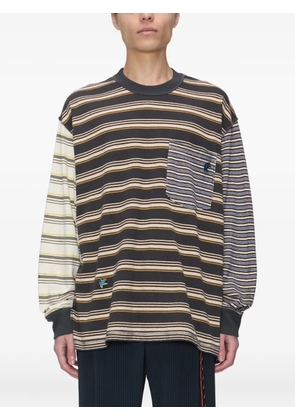 Song For The Mute Tictac panelled striped sweater - Grey