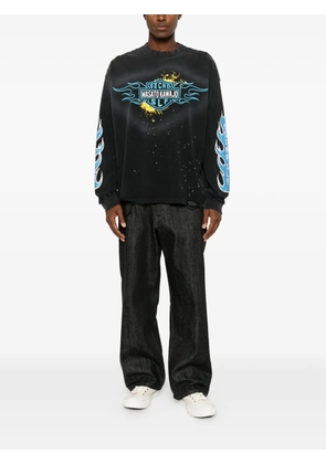 SECND SLF x Masato Kawaj Firestorm distressed long-sleeve cotton T-shirt - Black