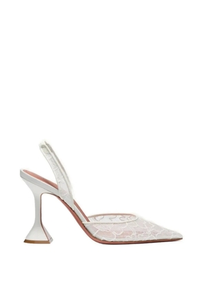 Amina Muaddi Holli floral-lace slingback pumps - White