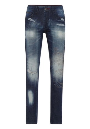 Philipp Plein Super Straight dragon-detail jeans - Blue