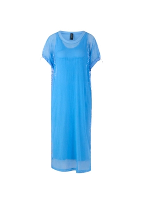 MARCCAIN mesh-overlay midi dress - Blue