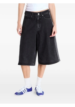 adidas Firebird side-stripe denim shorts - Black