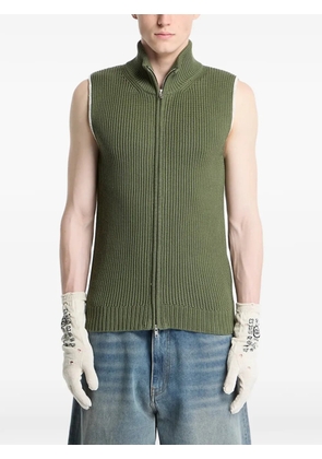 MM6 Maison Margiela ribbed-knit zip-up gilet - Green