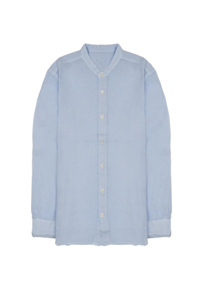 120% Lino band-collar linen shirt - Blue