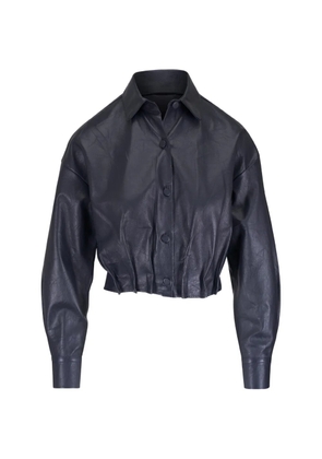 Odeeh pleated leather jacket - Blue