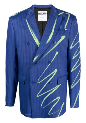 Moschino graphic-print double-breasted blazer - Blue