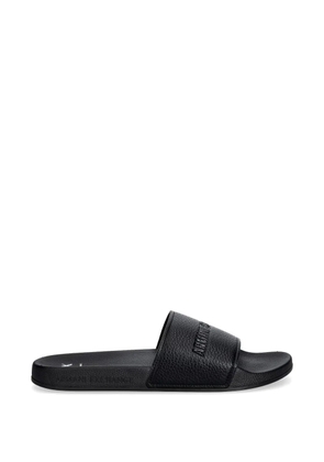 Armani Exchange logo-embossed grained slides - Black