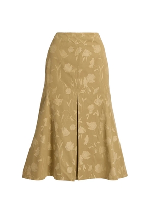 ERDEM poppy-jacquard fluted skirt - Neutrals