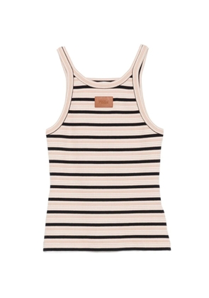 FENDI striped ribbed-knit tank top - Pink