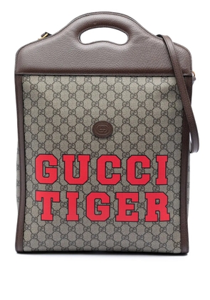 Gucci Pre-Owned 2016-2026 GG Supreme Web Tiger satchel - Neutrals