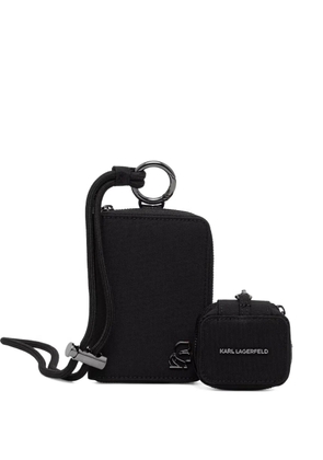 Karl Lagerfeld logo-plaque lanyard wallet - Black