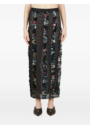 Rave Review floral-print ruffled lace skirt - Black
