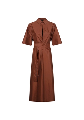 SA SU PHI belted shirt long dress - Brown