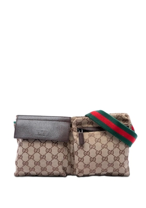 Gucci Pre-Owned 2016-2026 GG Canvas Web Double Pocket belt bag - Neutrals