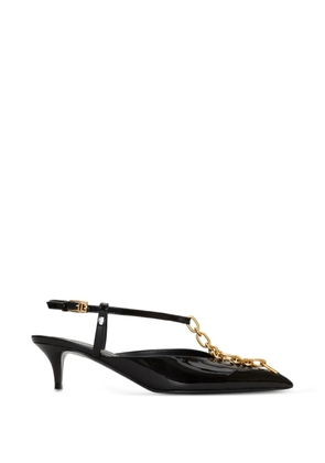 Balmain Sync chain kitten slingbacks in patent leather - Black