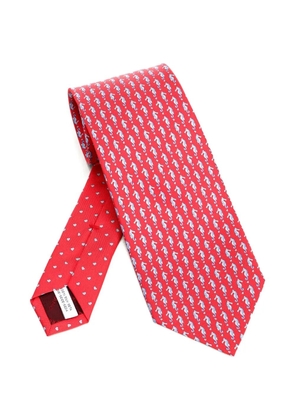 Ferragamo seahorse-print silk tie - Red