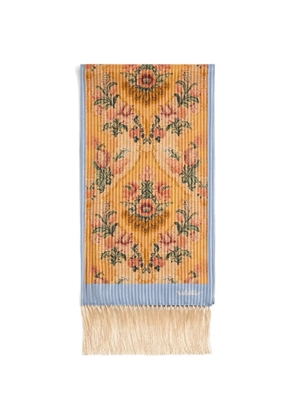 Valentino Garavani Après L'Hiver scarf in printed silk and lurex with fringes - Yellow