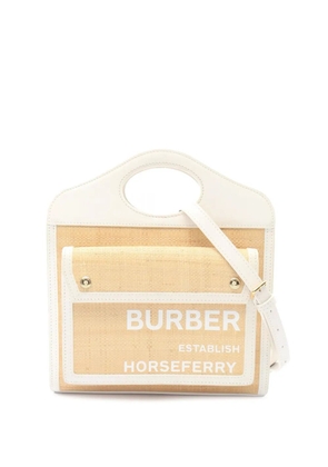 Burberry Pre-Owned 2018-2023 Mini Raffia and Leather Pocket satchel - Neutrals
