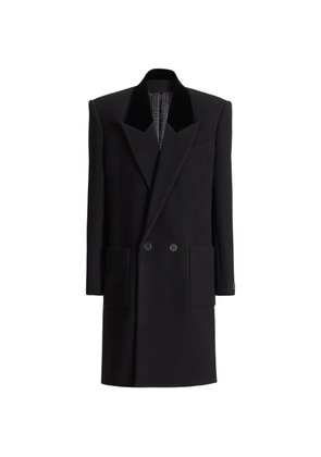 Balmain long wool and velvet coat - Black