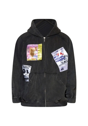 SSSTUFFF patch-detail stonewashed hoodie - Black
