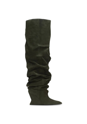 Balmain suede leather wedge thigh-high boots - Green