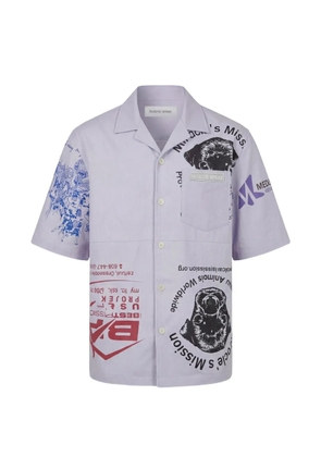 Marine Serre Scout graphic-print bowling shirt - Blue