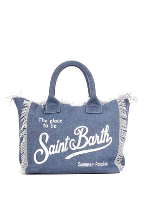 MC2 Saint Barth fringed logo-print tote bag - Blue