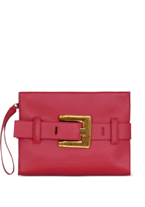 Balmain Anthem smooth leather clutch - Red