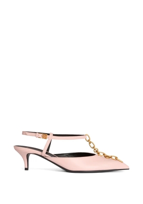 Balmain Sync chain kitten slingbacks in leather - Pink