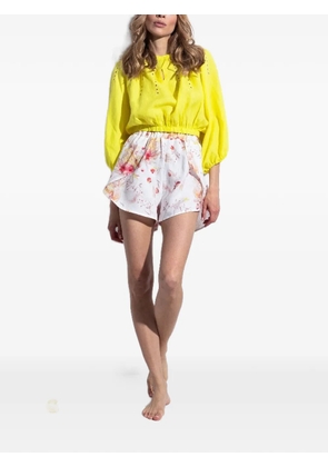 Folie Du Lin Oriana floral-print eyelet-detail jumpsuit - White