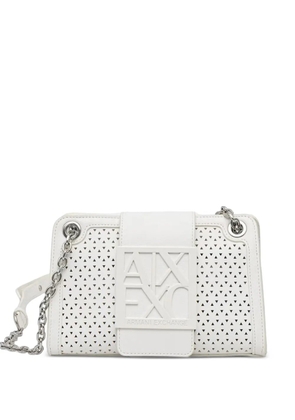 Armani Exchange perforated logo-plaque cross body bag - White