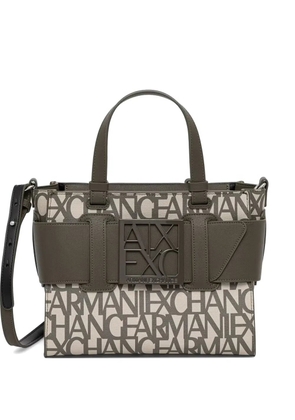 Armani Exchange logo-print buckle-detail tote bag - Green