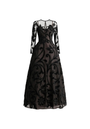 Gemy Maalouf floral-embroidered mesh gown - Black