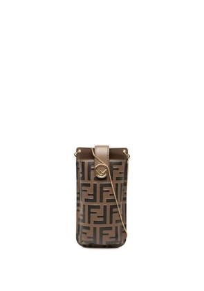 Fendi Pre-Owned 2010-2026 FF 1974 Embossed Leather Phone Pouch on Chain crossbody bag - Brown
