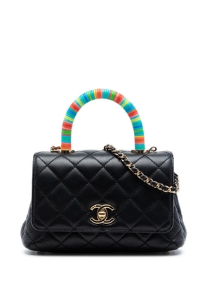 CHANEL Pre-Owned 2021 Extra Mini Quilted Lambskin Rainbow Coco Top Handle Bag satchel - Black