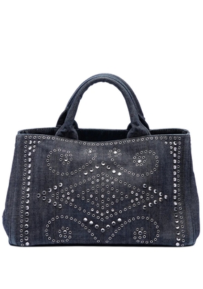 Prada Pre-Owned 2000-2013 Studded Denim Canapa Logo satchel - Grey