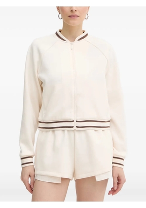 Armani Exchange logo-embroidered striped-trim jacket - White
