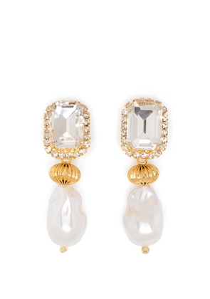 Vanina crystal-embellished drop earrings - White